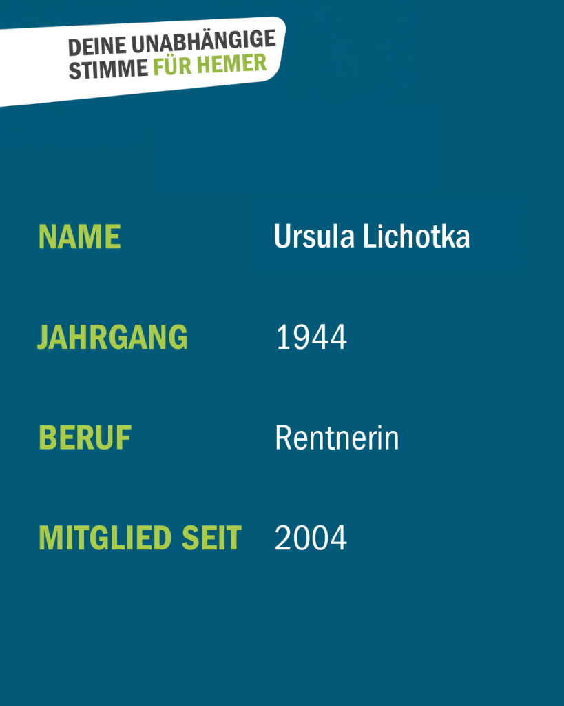 Mitgliedsinformation von Ursula Lichotka mit Namen, Jahrgang, Beruf und Mitgliedsdatum.